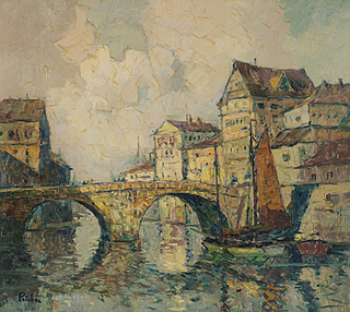 PEJZAŻ Z KAMIENNYM MOSTKIEM