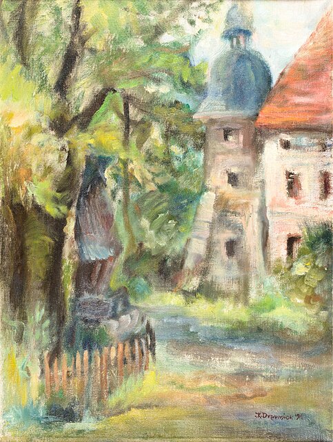 Pejzaż z kapliczką oraz dzwonnicą, 1991