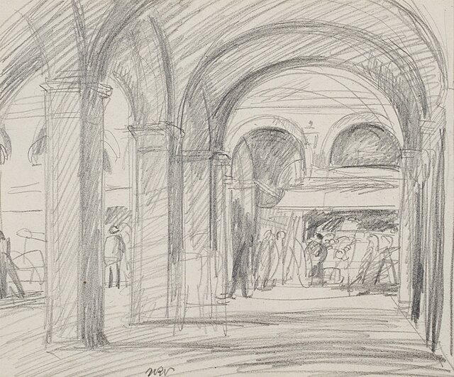 Widok spod arkad Pałacu Dożów na plac św. Marka w Wenecji