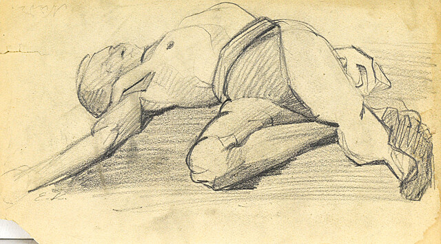 Akt mężczyzny leżącego na plecach