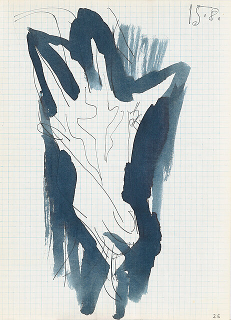 Głowa kozy o pociągłym pysku, 1964 [15 sierpnia].
Rysunek ze "Szkicownika artysty - 1964"