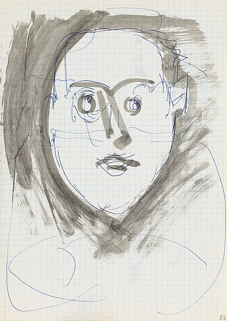 Głowa mężczyzny - Autoportret (?), 1964 [31 sierpnia].
Rysunek ze "Szkicownika artysty - 1964"