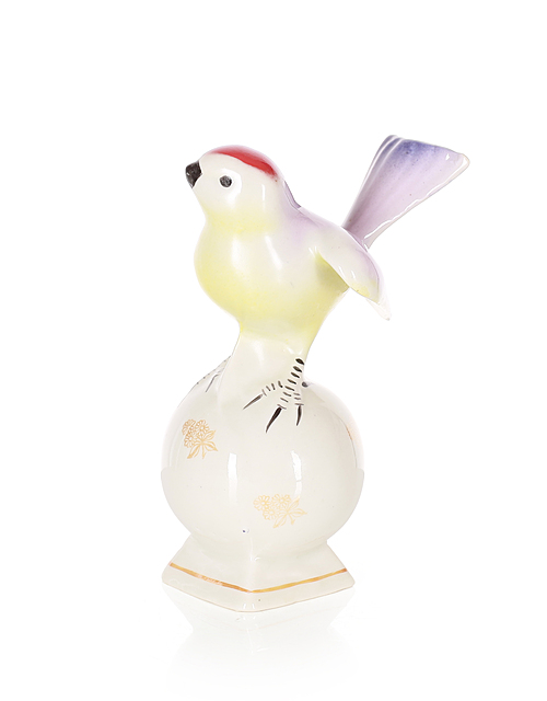 Figurka "Ptaszek na kuli"(większy), Wytwórnia Wyrobów Ceramicznych „Steatyt”