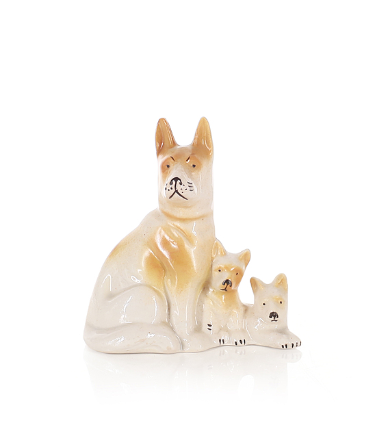 Figurka "Husky - suka ze szczeniakami", Wytwórnia Wyrobów Ceramicznych „Steatyt”