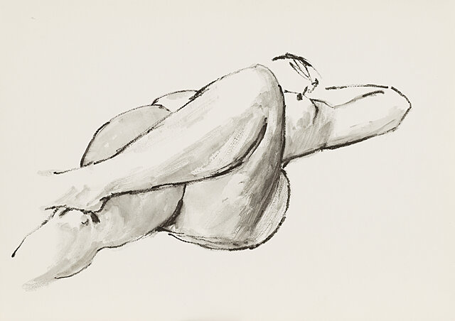 Akt kobiety leżącej na plecach