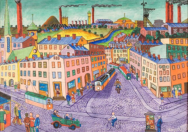 Pejzaż miejski z kopalnią w tle, 1989