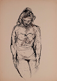 Szkic kobiecej postaci, lata 50-te XX w.
