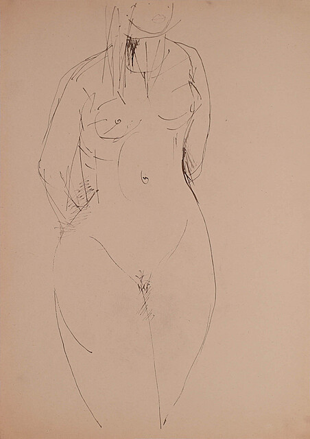 Szkic aktu kobiecego, lata 50-te XX w.