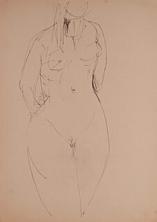 Szkic aktu kobiecego, lata 50-te XX w.