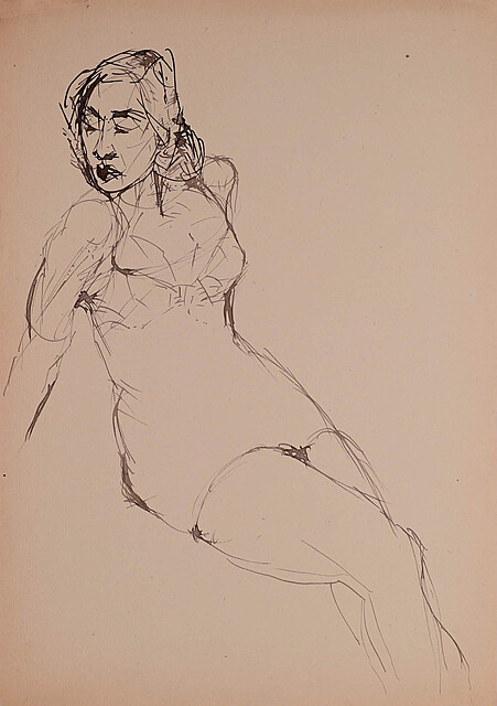 Szkic aktu kobiecego, lata 50-te XX w.