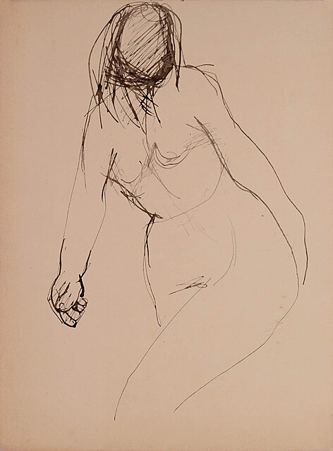 Szkic aktu kobiecego, lata 50-te XX w.