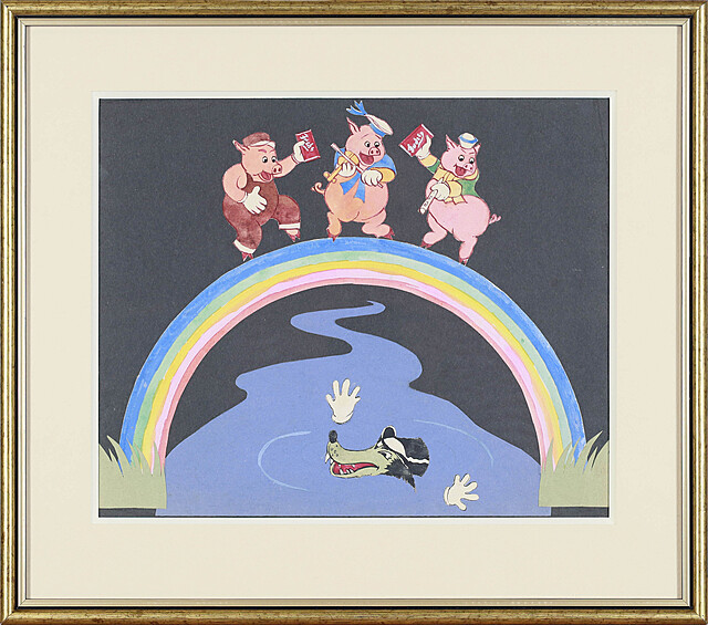 Trzy małe świnki (ilustracja reklamowa), lata 20./30. XX w.