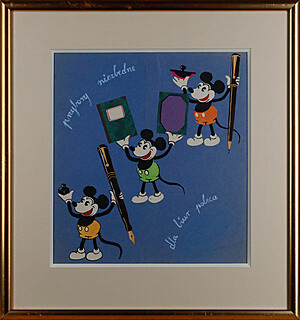 Przybory niezbędne dla biur poleca, ilustracja reklamowa, lata 20. / 30. XX w.