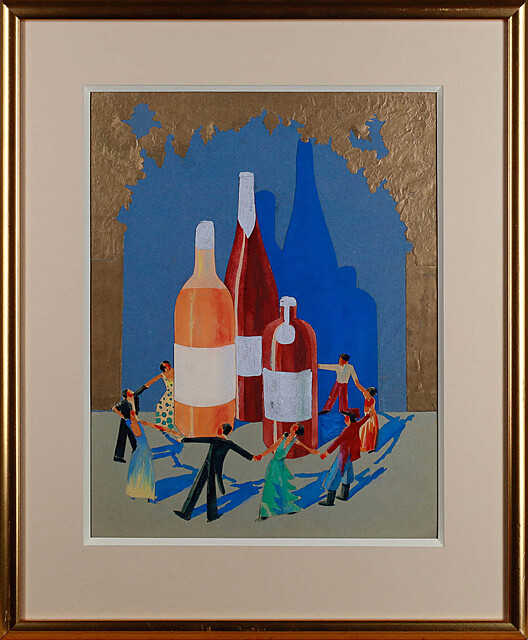 Taniec wokół trunków, ilustracja reklamowa, lata 20. / 30. XX w.