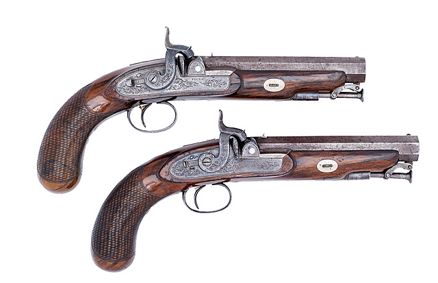 Para pistoletów w kasecie, Anglia, XIX w.