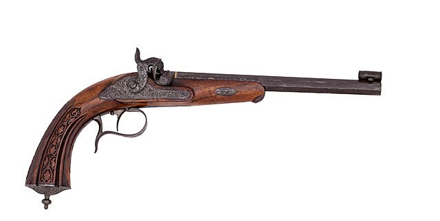 Pistolet kapiszonowy, pojedynkowy, Czechy (?), pocz. XIX w.