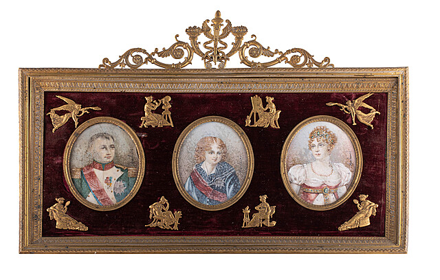 Trzy miniatury napoleońskie, Francja, XIX w.