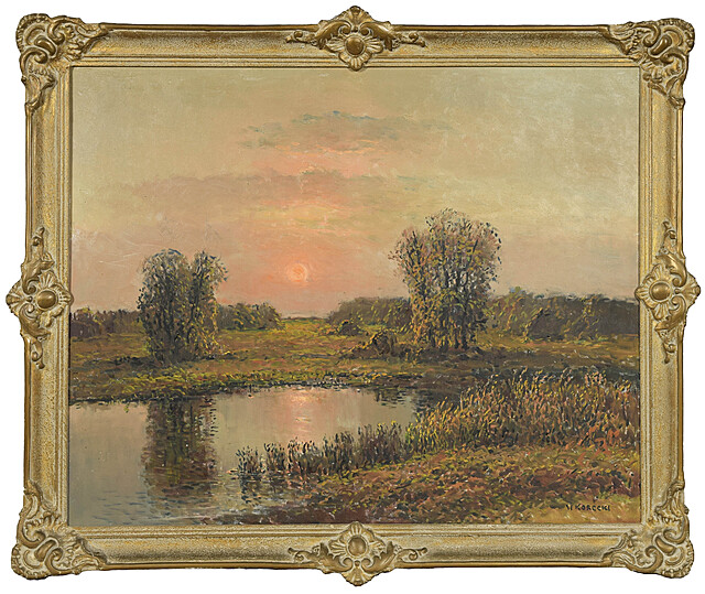 Łąka o zachodzie słońca