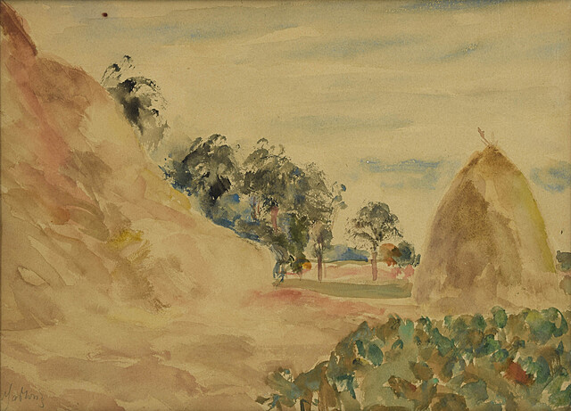 Pejzaż ze stogiem siana