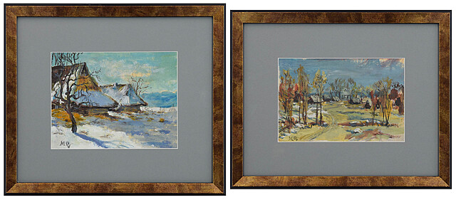 Para obrazów - Pejzaże z chatami