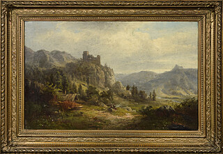 Pejzaż z ruinami zamku