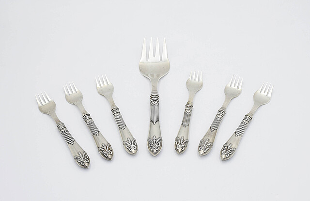 6 widelców stołowych do ryb i widelec