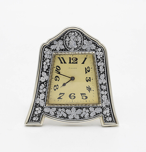 Zegarek art déco, na biurko, z emalią