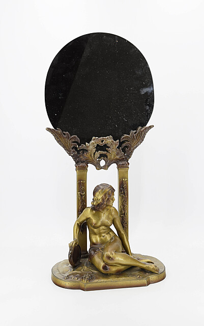 Lustro z figurą kobiety, secesyjne