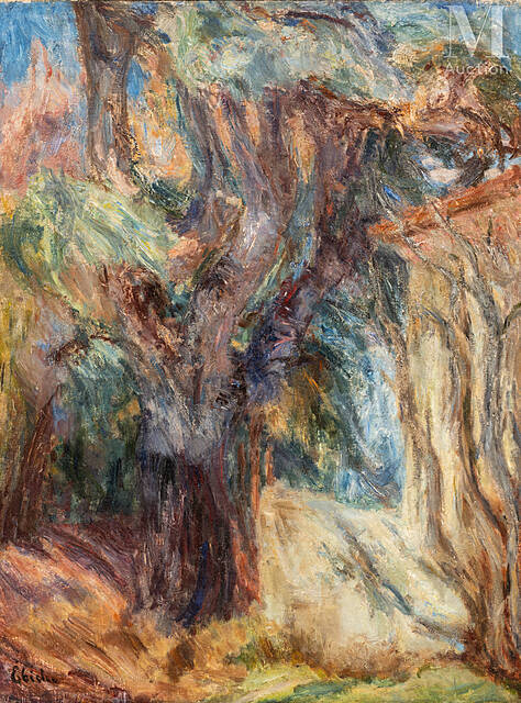 Krajobraz z drzewami na południu Francji