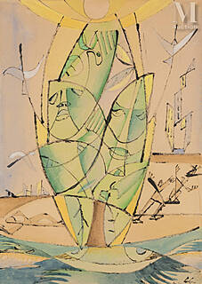 Kompozycja z żaglówką, 1955 r.