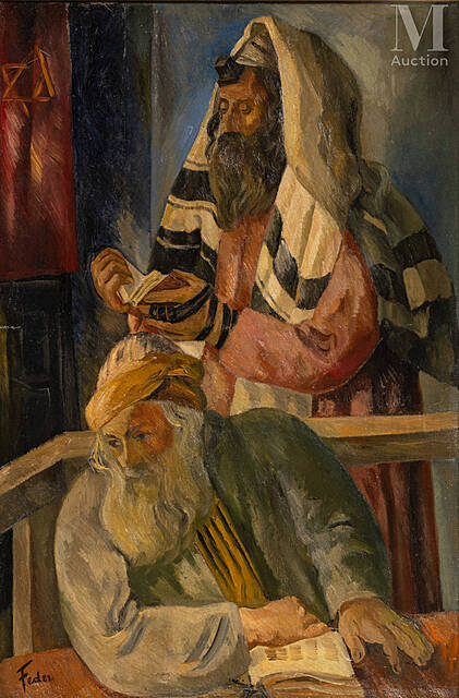 Modlitwa w synagodze, ok. 1930 r.