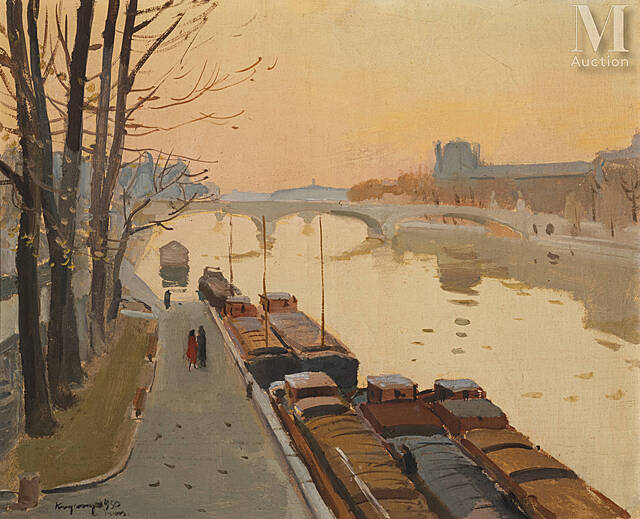 Widok na Luwr z Sekwany, 1950 r.