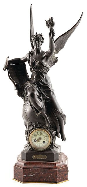 ZEGAR Z ALEGORIĄ NAUKI, Francja, Paryż, Vincenti i Polska, Warszawa, Jan Maksymilian Augustynowicz, k. XIX w.