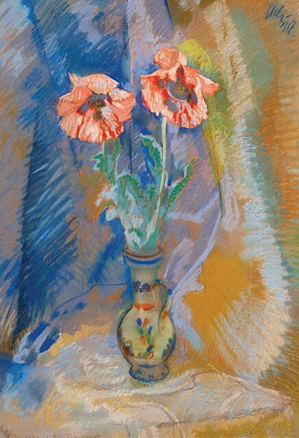 DWA KWIATY MAKU W CERAMICZNYM WAZONIE, 1917