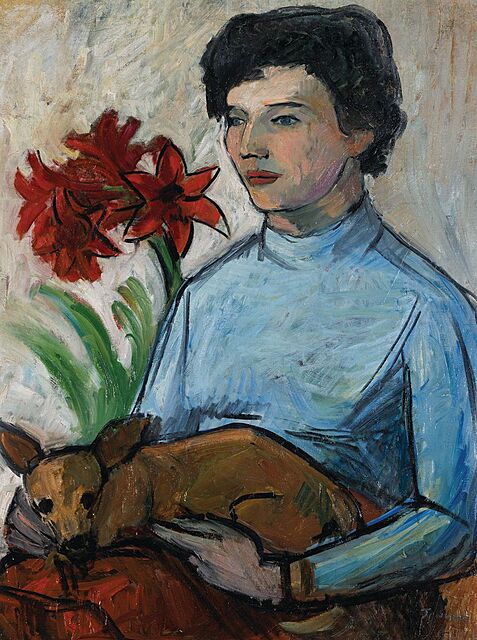 PORTRET DZIEWCZYNY Z PIESKIEM (Aliny Szapocznikow?), ok. 1955