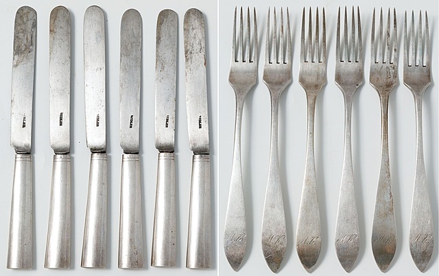 SZTUĆCE OBIADOWE wz. Księstwo Warszawskie, Śląsk, Prudnik, Johann Knittel, ok. 1840