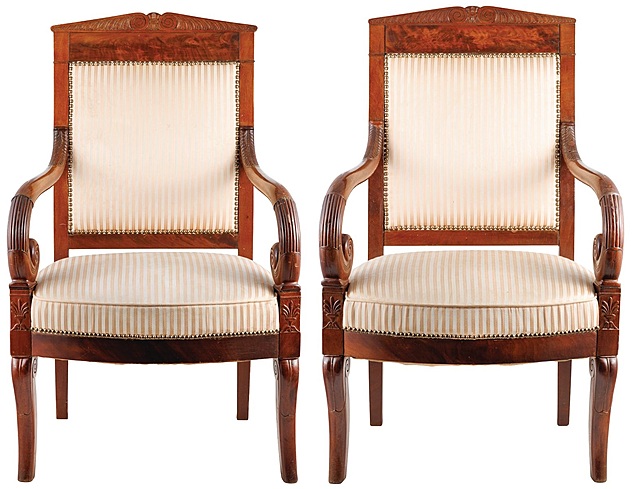 PARA FOTELI W STYLE EMPIRE, XIX w.