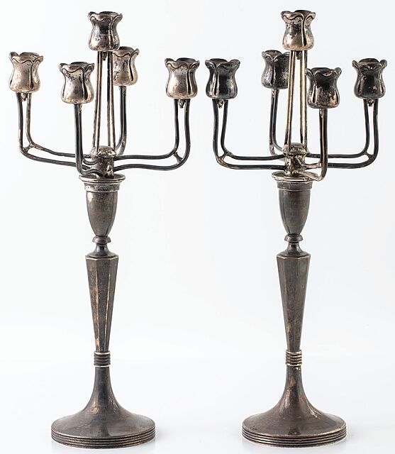 PARA KANDELABRÓW W STYLU ART DECO, Polska, ok. 1930