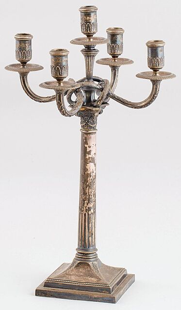 KANDELABR KOLUMNOWY, PIĘCIOŚWIECOWY, Niemcy, L.Werner, po 1888