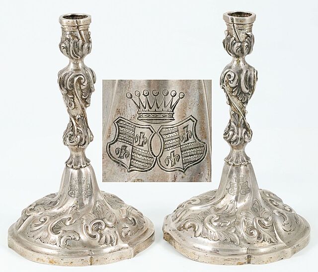 PARA ŚWIECZNIKÓW W STYLU BAROKOWYM, Niemcy, Berlin Wagner & Sohn, ok. 1855