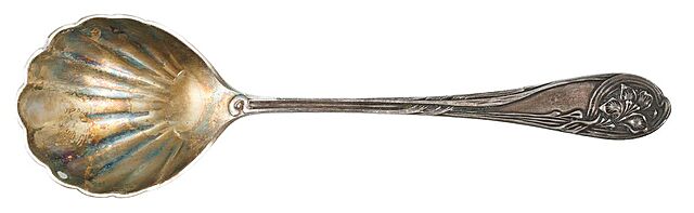 ŁYŻKA DO CUKRU wz Irys (Secesja), Polska, Warszawa, Fraget, ok. 1900