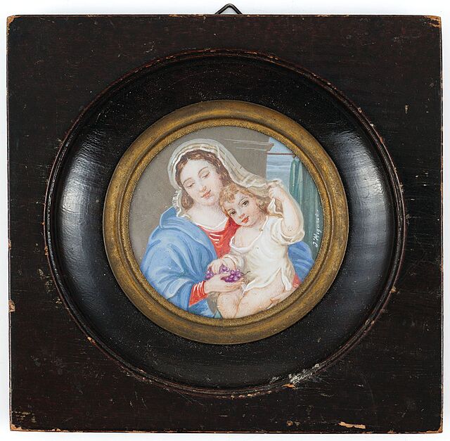 MINIATURA, MADONNA Z WINOGRONAMI, XX w.