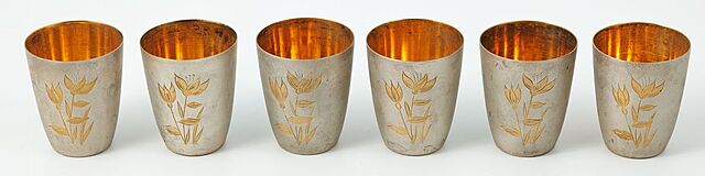 SZEŚĆ KUBKÓW, Rosja, Moskwa, Juwelir, 1971