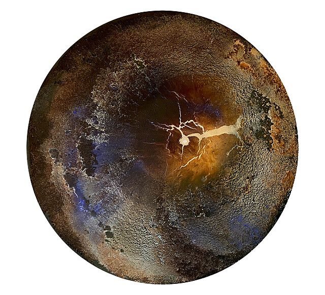 Rhythms - Brown orange with lapis lazuli inclusions, 2025