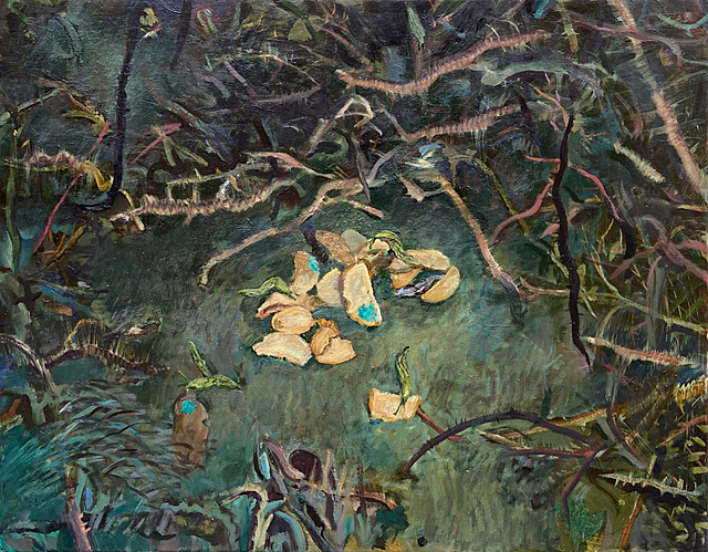 "Slugs eating bread", 2024