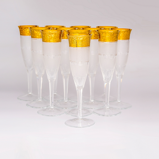 Komplet 12 kieliszków do szampana, seria „Splendid”, Moser, Czechy (Karlowe Wary)