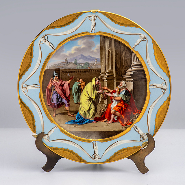 Talerz dekoracyjny Żebrzący Balisariusz, Wiedeńska Cesarska Manufaktura Porcelany, malarz : Sigmund Ferdinand Ritter von Perger, ok. 1800-1808 r. 