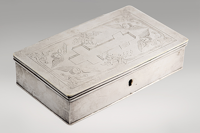 Prawosławna kaseta liturgiczna, Fabryka Wyrobów Srebrnych i Platerowanych Józef Fraget, Warszawa,1860-1896 r. 