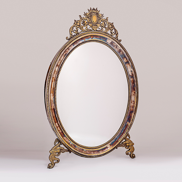 Lustro toaletowe, Fabryka Wyrobów Srebrnych i Platerowanych J. Fraget, Warszawa, 1860-1896 r. 