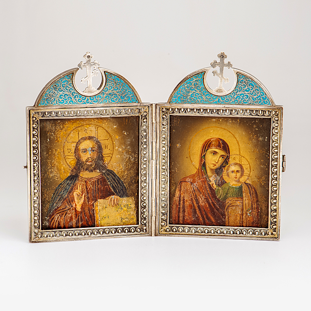 Ikona podróżna w formie dyptyku, Jegor Grigoriewicz Pankratiew, Sankt Petersburg,1908 r. 